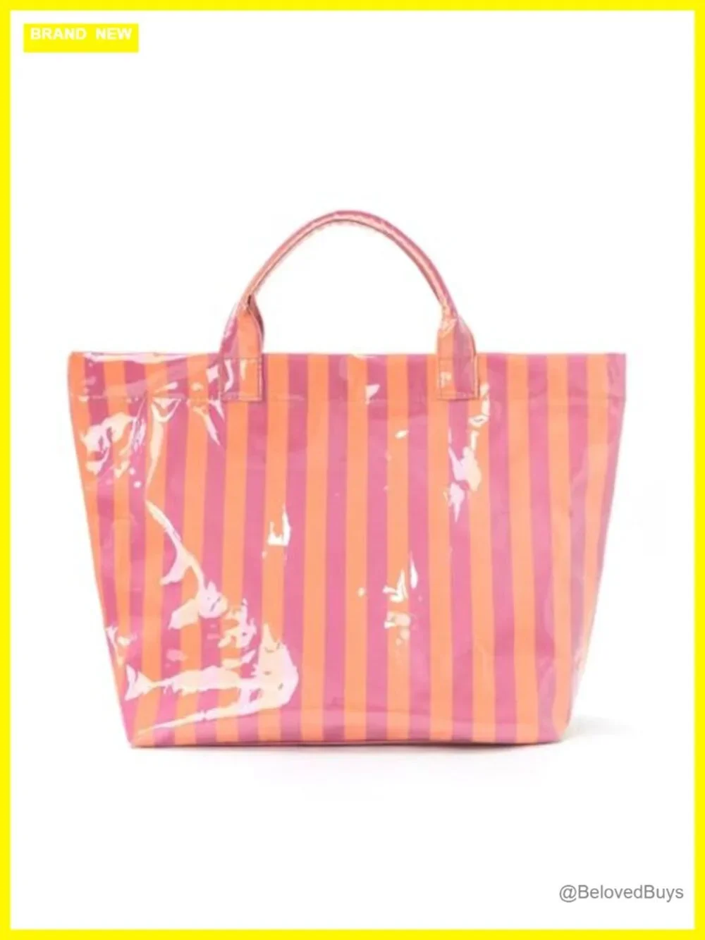 Striped PVC Tote Beach Bag Women Large Waterproof Vacation Work Duffle